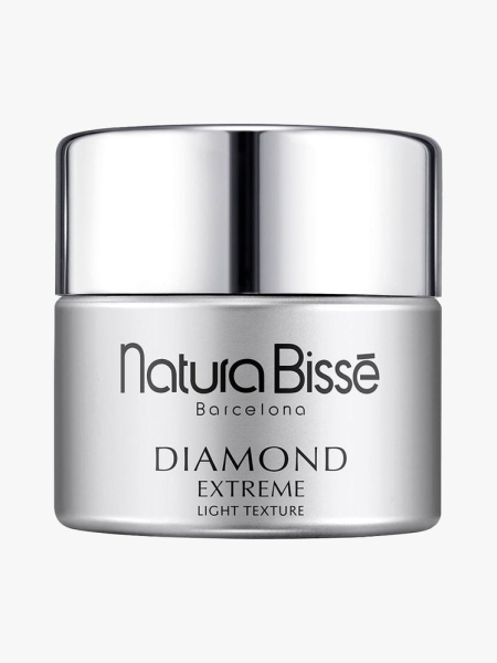Natura Bissé Diamond Extreme Light Texture silver jar on light gray background