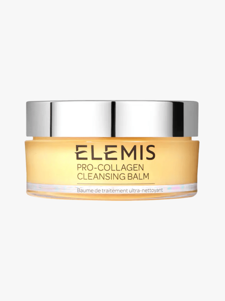 Elemis Pro-Collagen Cleansing Balm in branded component on a light gray background