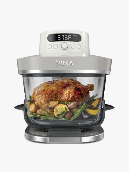 Ninja Crispi Pro 6-in-1 Glass Countertop Air Fryer in branded component on a light gray background